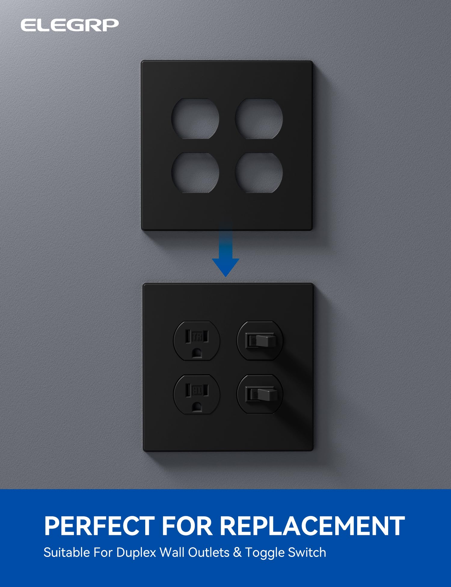 ELEGRP 2-Gang Screwless Duplex Wall Plates , Mid-Size Unbreakable Thermoplastic Covers for Duplex & Combination Receptacles, UL Listed - Image 11