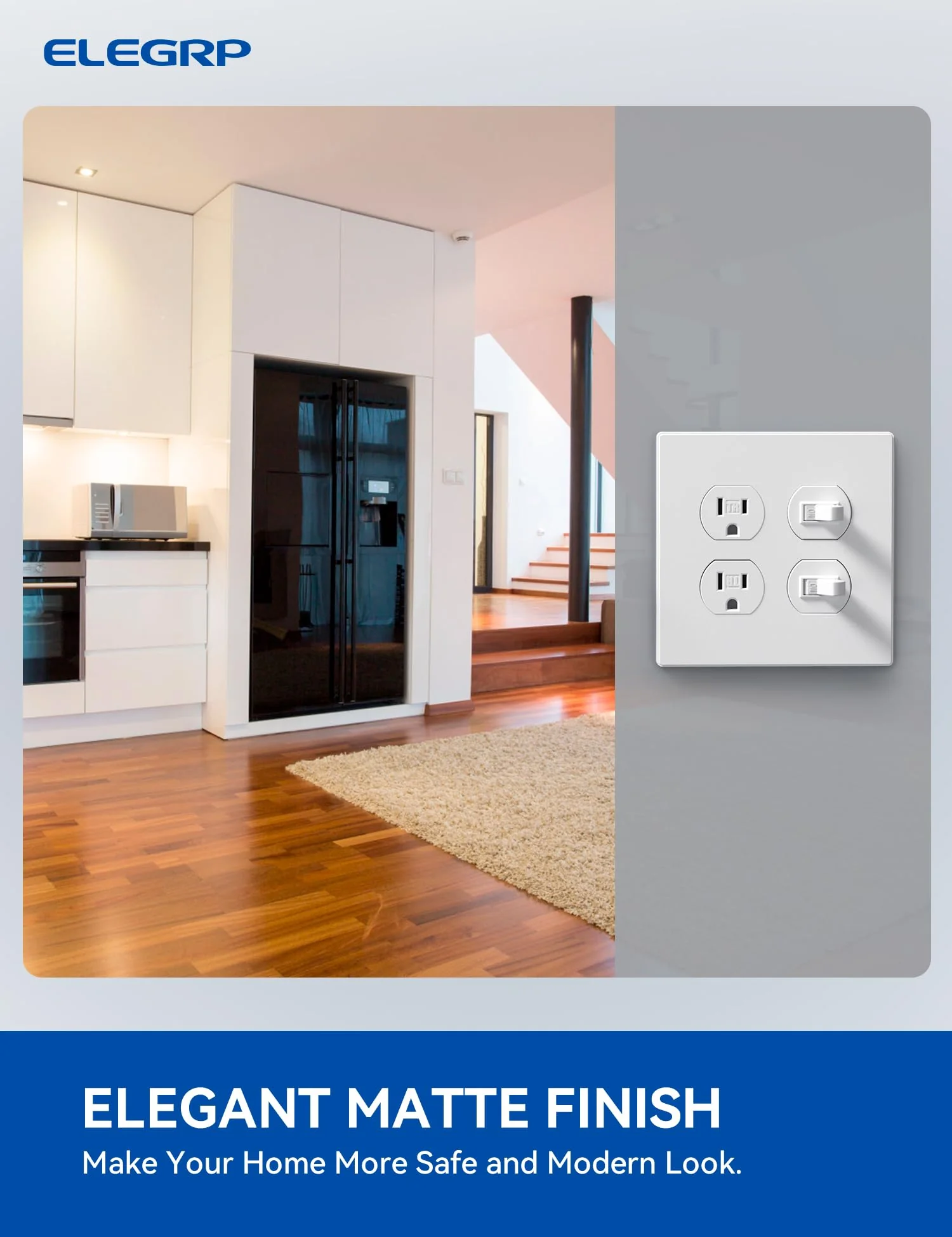 ELEGRP 2-Gang Screwless Duplex Wall Plates , Mid-Size Unbreakable Thermoplastic Covers for Duplex & Combination Receptacles, UL Listed - Image 7