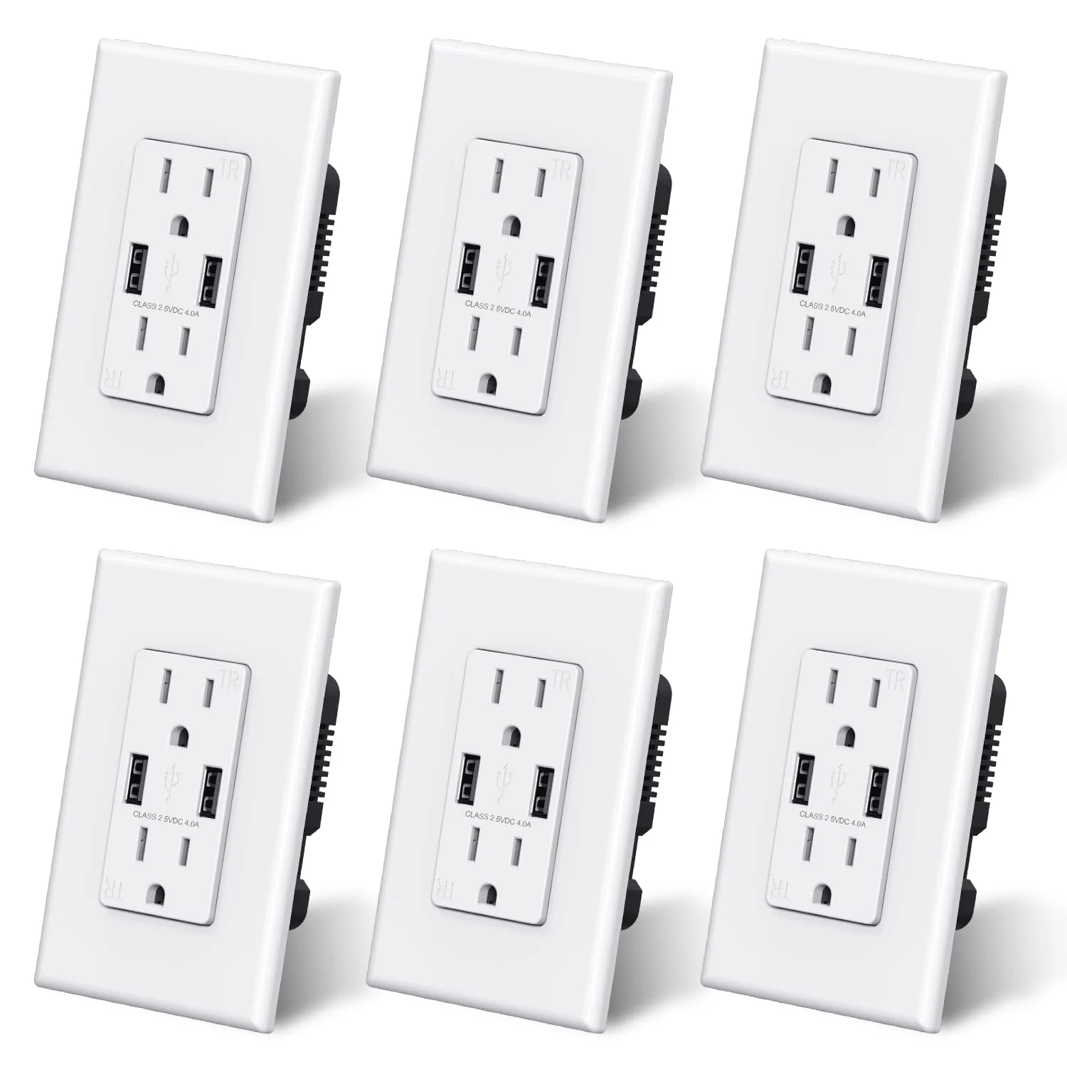 USB A/A, 4.0A 5VDC Total Output Outlet with 15A/20A, Tamper-Resistant Wall Outlet - Image 10