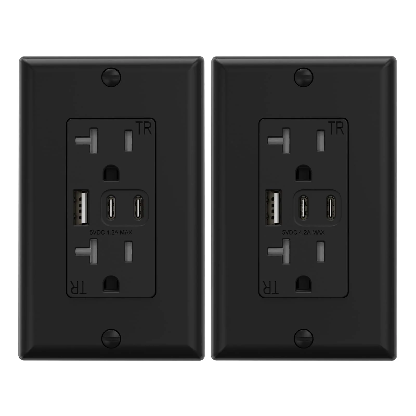 USB C/C/A, 4.2A 5VDC Total Output with 15A/20A, Tamper-Resistant Screw Wall Outlet - Image 17