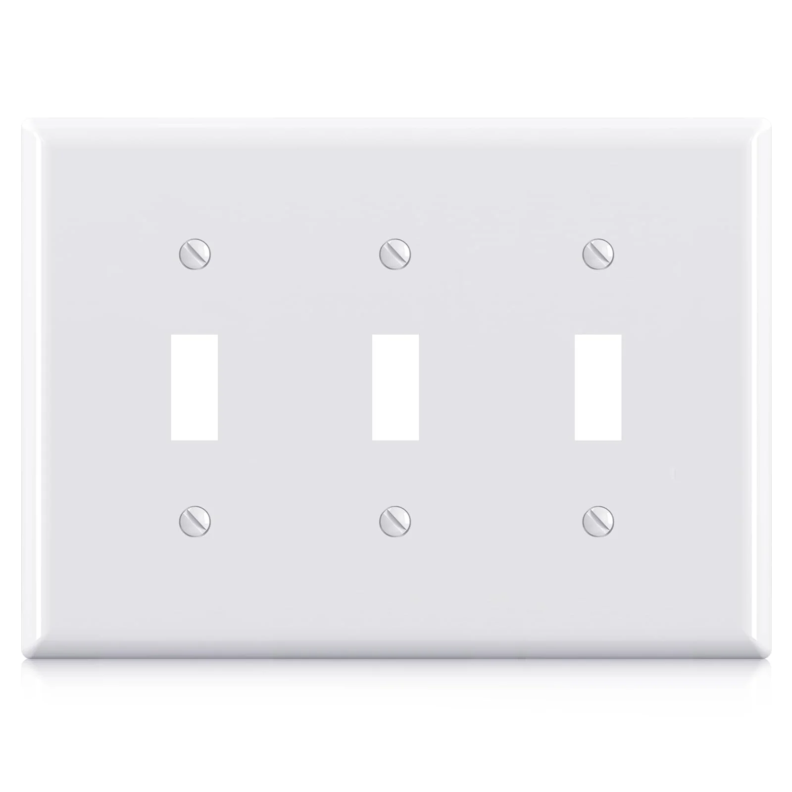 ELEGRP 3-Gang Toggle Switch Wall Plate, Mid-Size, Unbreakable Thermoplastic Cover for Toggle and Dimmer Switches, UL Listed