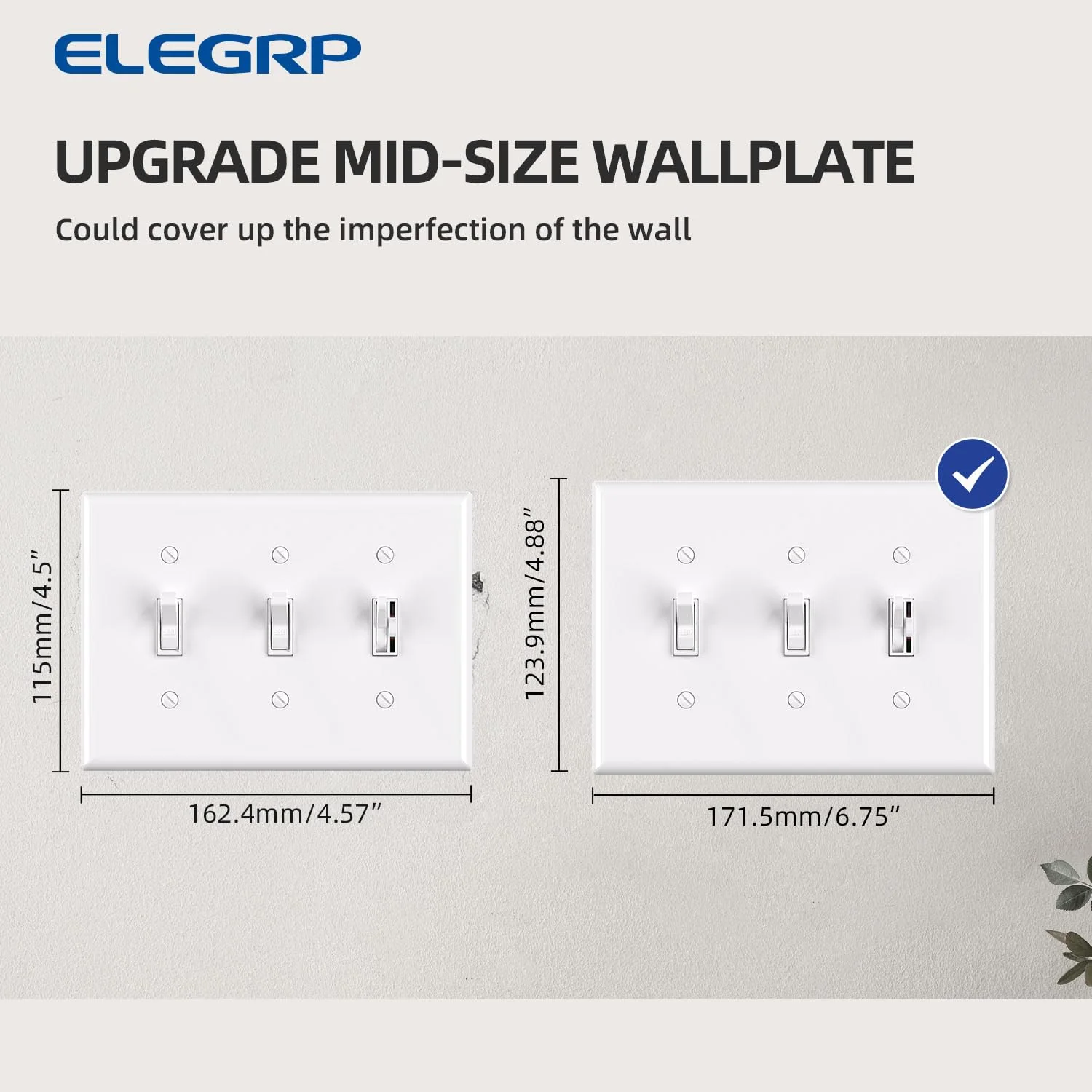ELEGRP 3-Gang Toggle Switch Wall Plate, Mid-Size, Unbreakable Thermoplastic Cover for Toggle and Dimmer Switches, UL Listed - Image 9