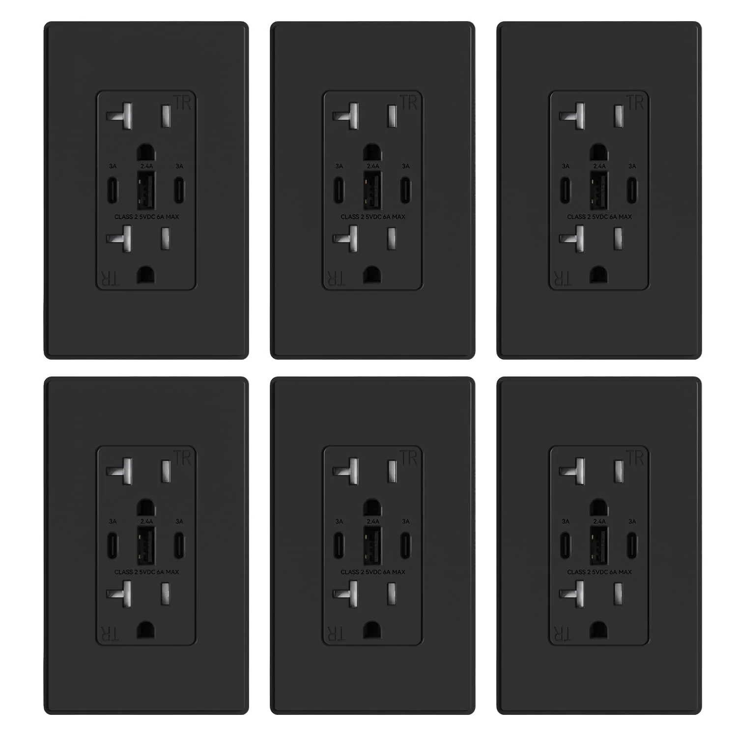 USB C/C/A, 6.0A 5VDC Total Output Outlet with 15A/20A, Tamper-Resistant Wall Outlet - Image 13