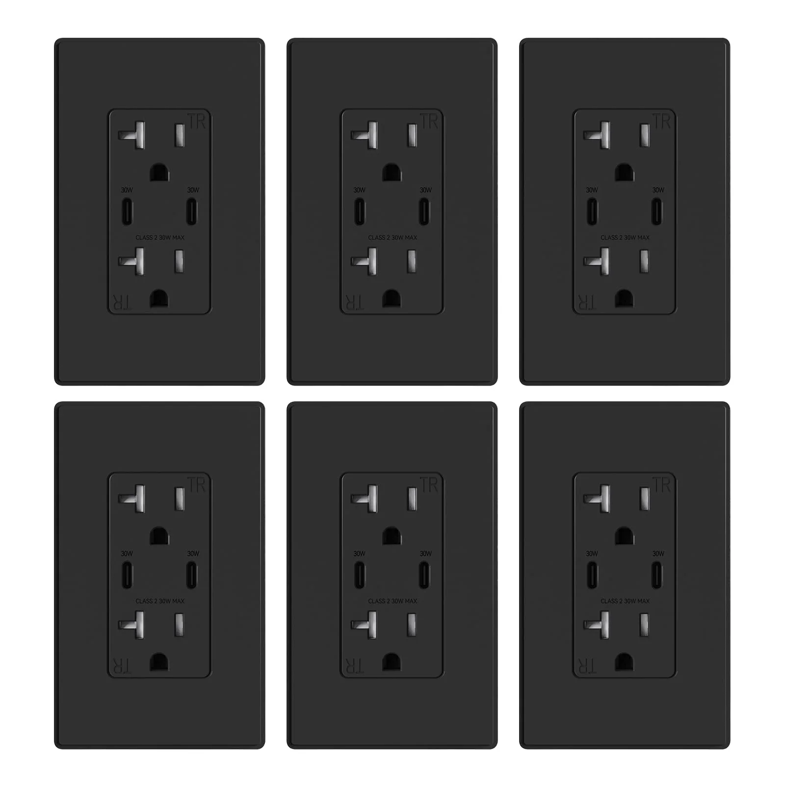 USB C/C, 30W 6.0A Total Output Outlet with 15A/20A, Tamper-Resistant Wall Outlet - Image 17