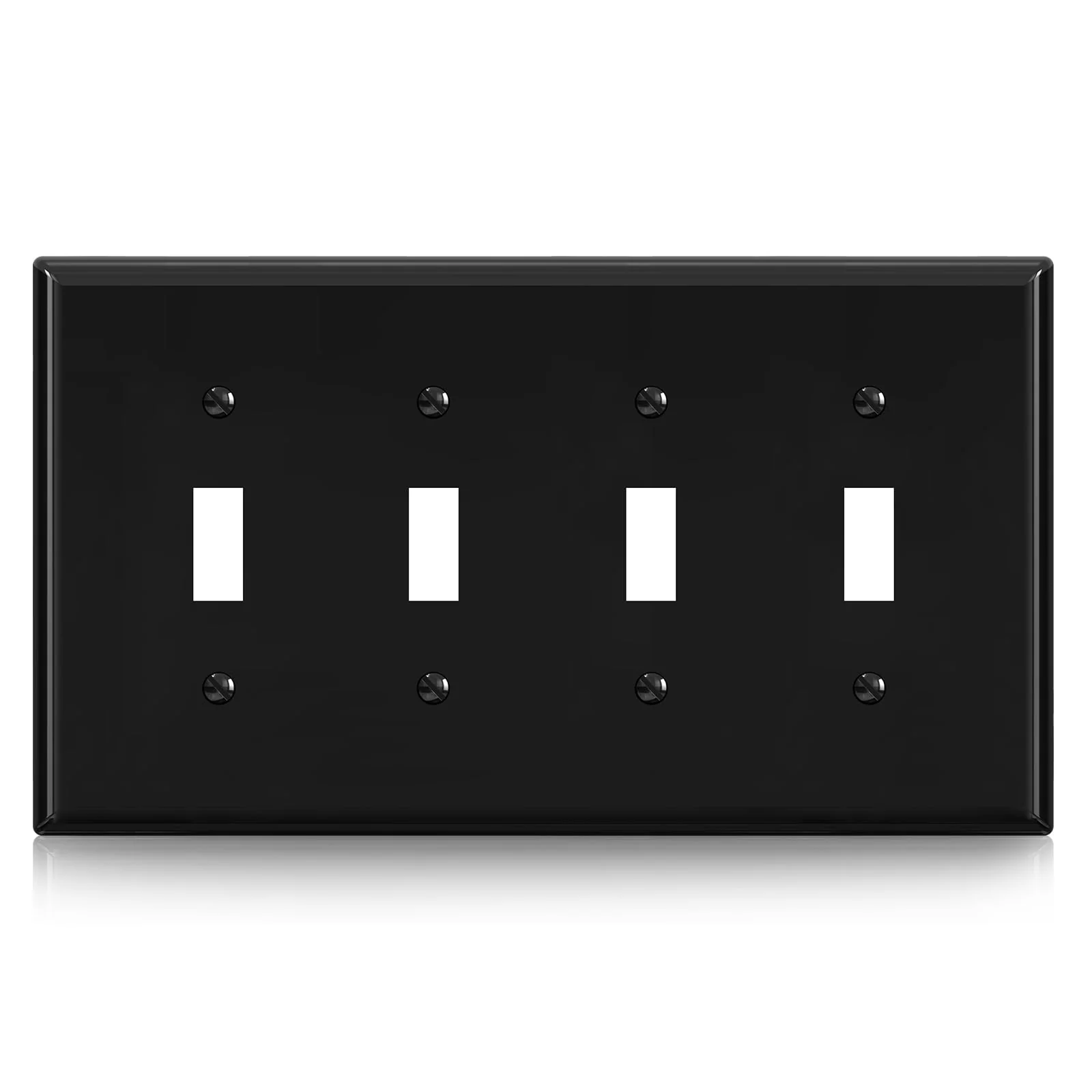 ELEGRP 4-Gang Toggle Switch Wall Plate, Mid-Size 4.88" x 8.57", Unbreakable Thermoplastic, Matte Finish, UL Listed (1 Pack) - Image 2
