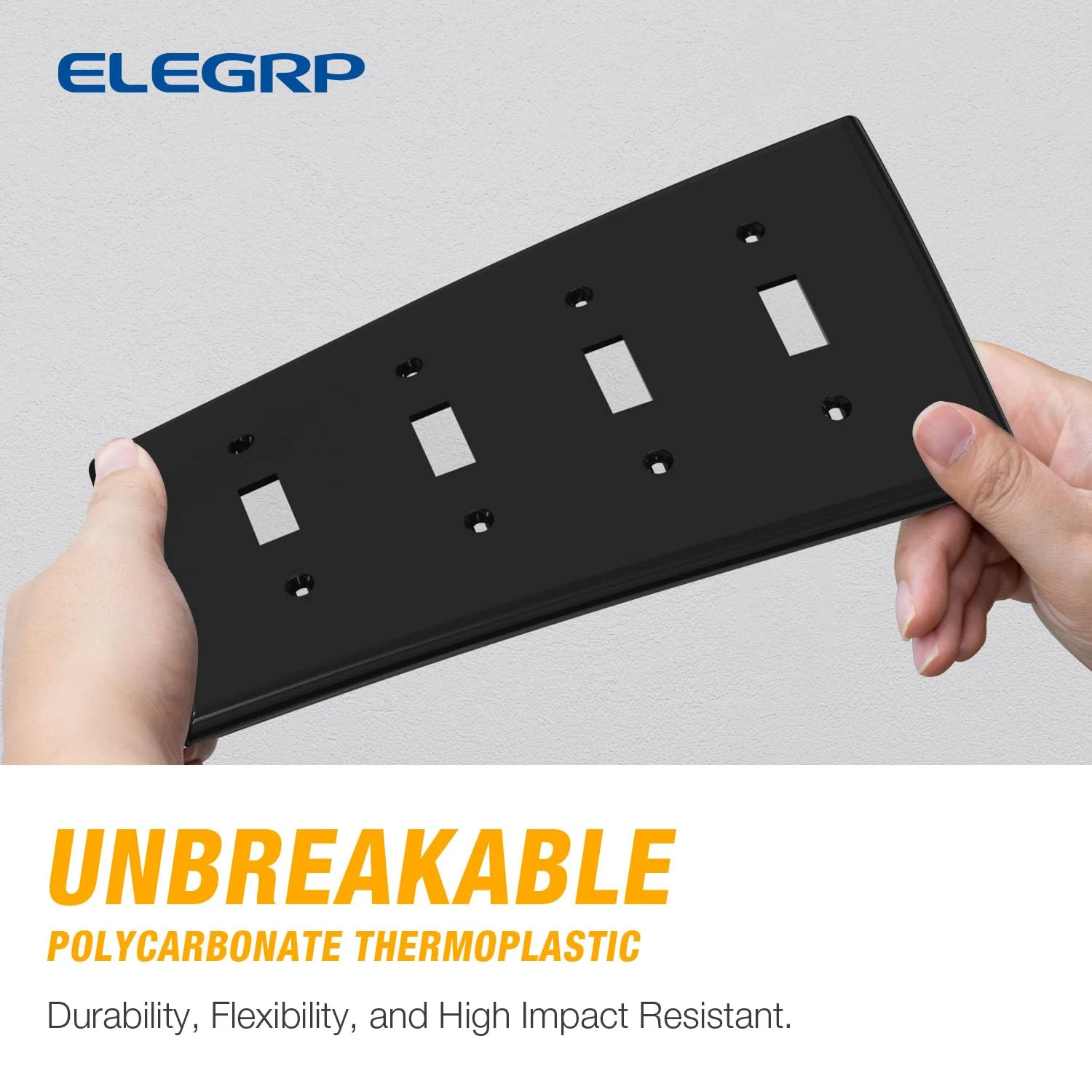 ELEGRP 4-Gang Toggle Switch Wall Plate, Mid-Size 4.88" x 8.57", Unbreakable Thermoplastic, Matte Finish, UL Listed (1 Pack) - Image 5