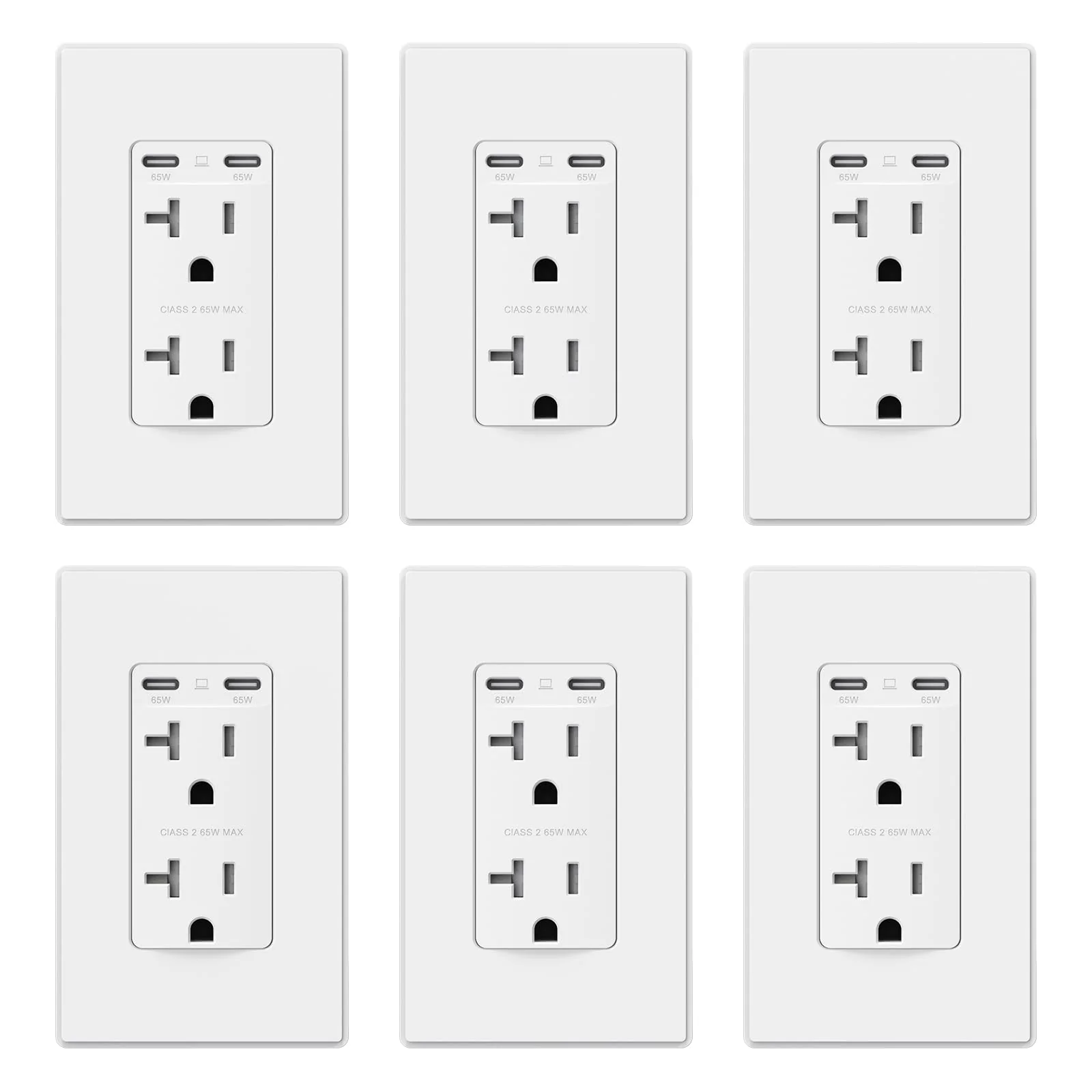 USB C/C, 65W Total Output, Fast Charging Outlet with 15A/20A, Tamper-Resistant Wall Outlet - Image 11