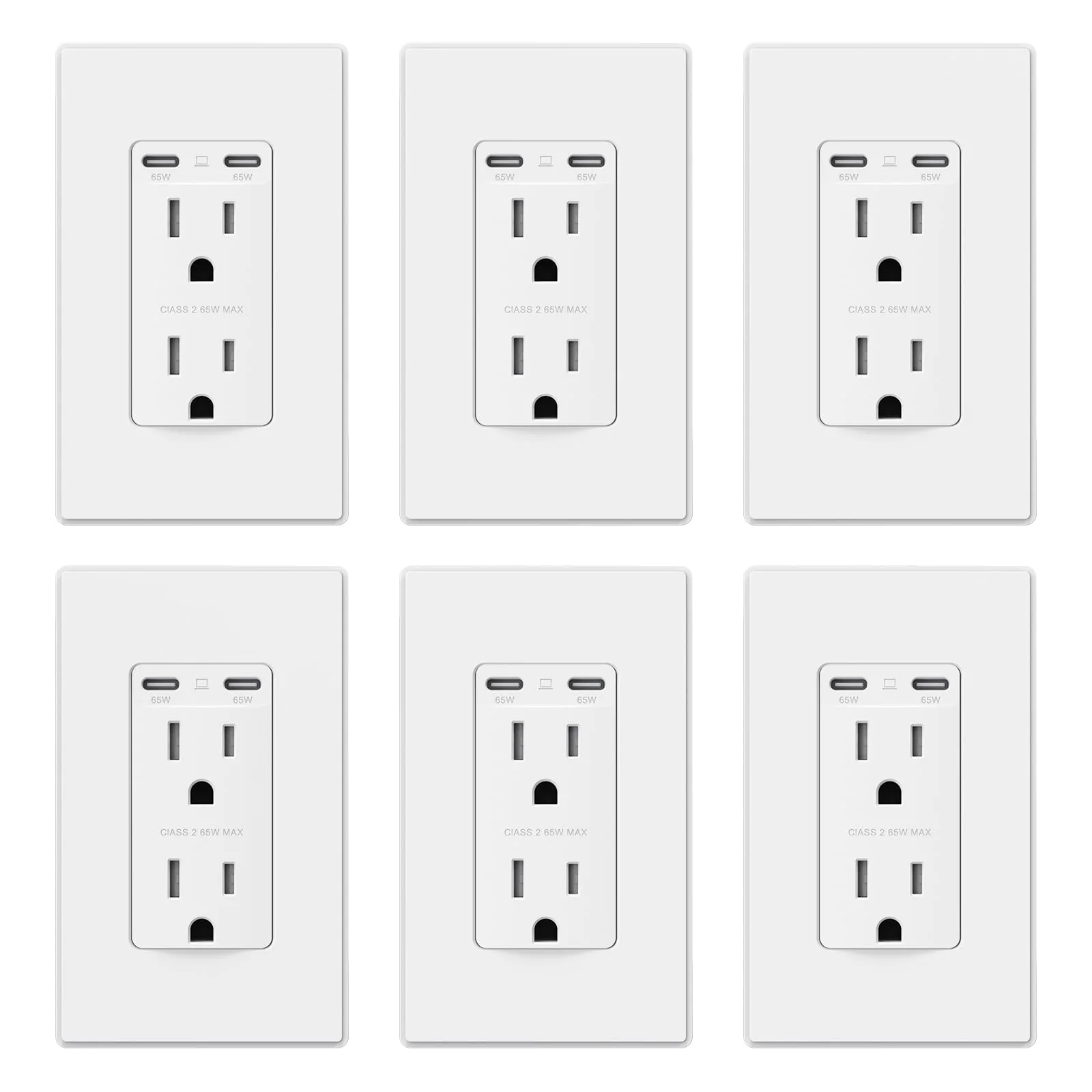 USB C/C, 65W Total Output, Fast Charging Outlet with 15A/20A, Tamper-Resistant Wall Outlet - Image 12