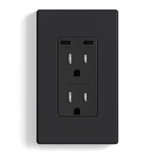 USB C/C, 65W Total Output, Fast Charging Outlet with 15A/20A, Tamper-Resistant Wall Outlet - Image 4