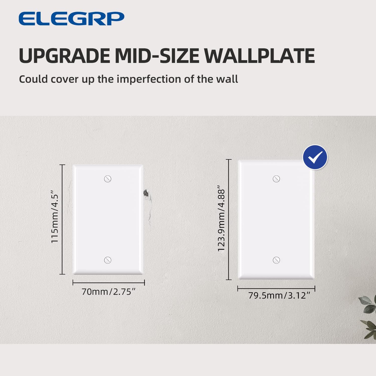 ELEGRP Blank Wall Plate Cover, Durable Polycarbonate, Glossy Finish, Easy Installation, 1-Gang & 2-Gang, UL Listed - Image 6