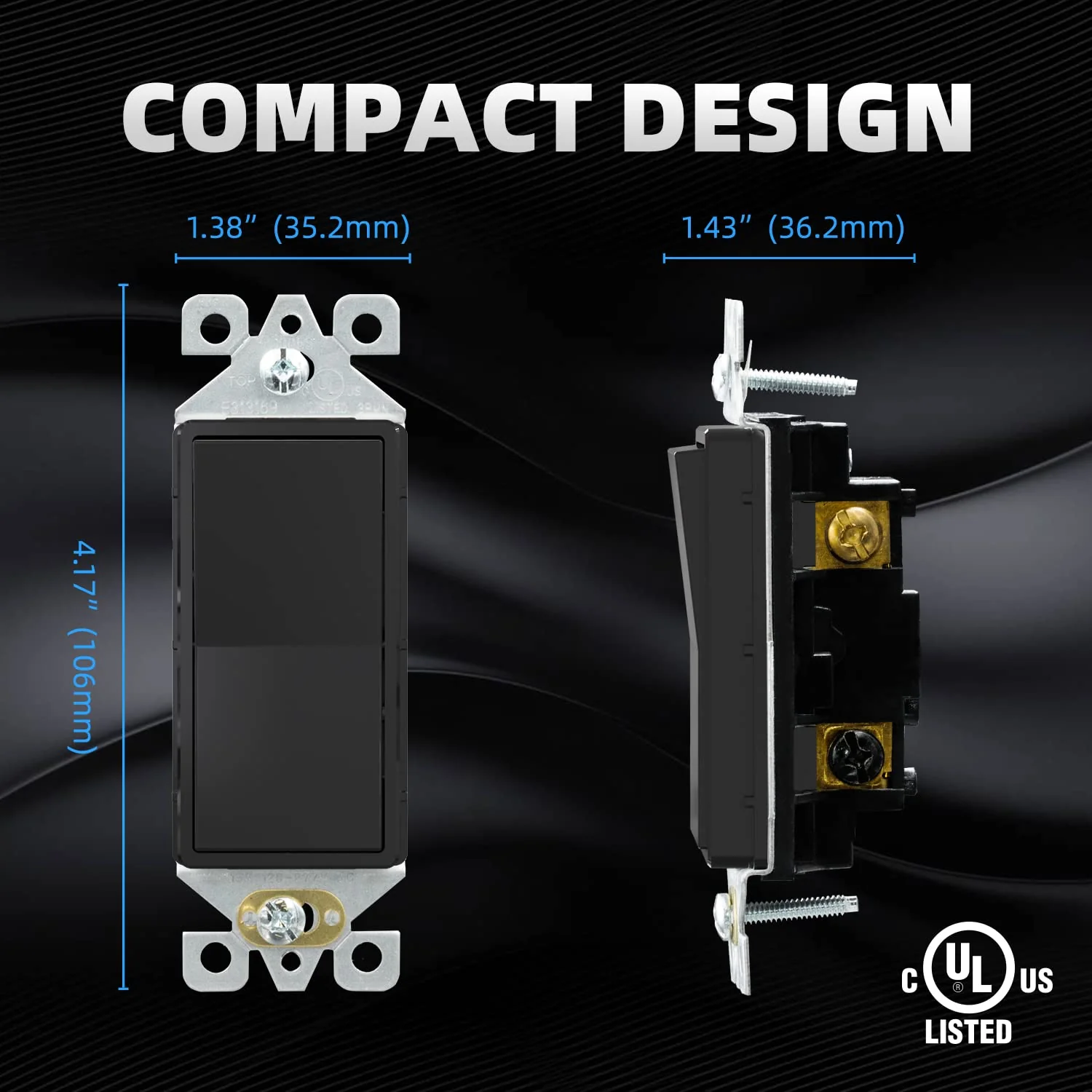 3-Way Decorator Rocker Light Switch, 15A 120/277V, Self-Grounding, 10-Pack - Image 5