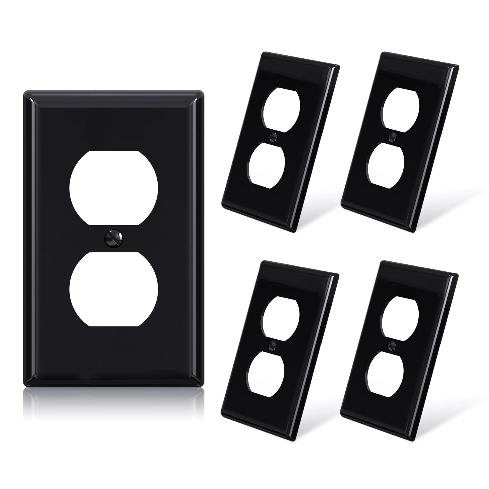 ELEGRP Duplex Receptacle Wall Plate, 1-Gang, Unbreakable Polycarbonate Outlet Cover, UL Listed, Screwless Design (5 Pack) - Image 2