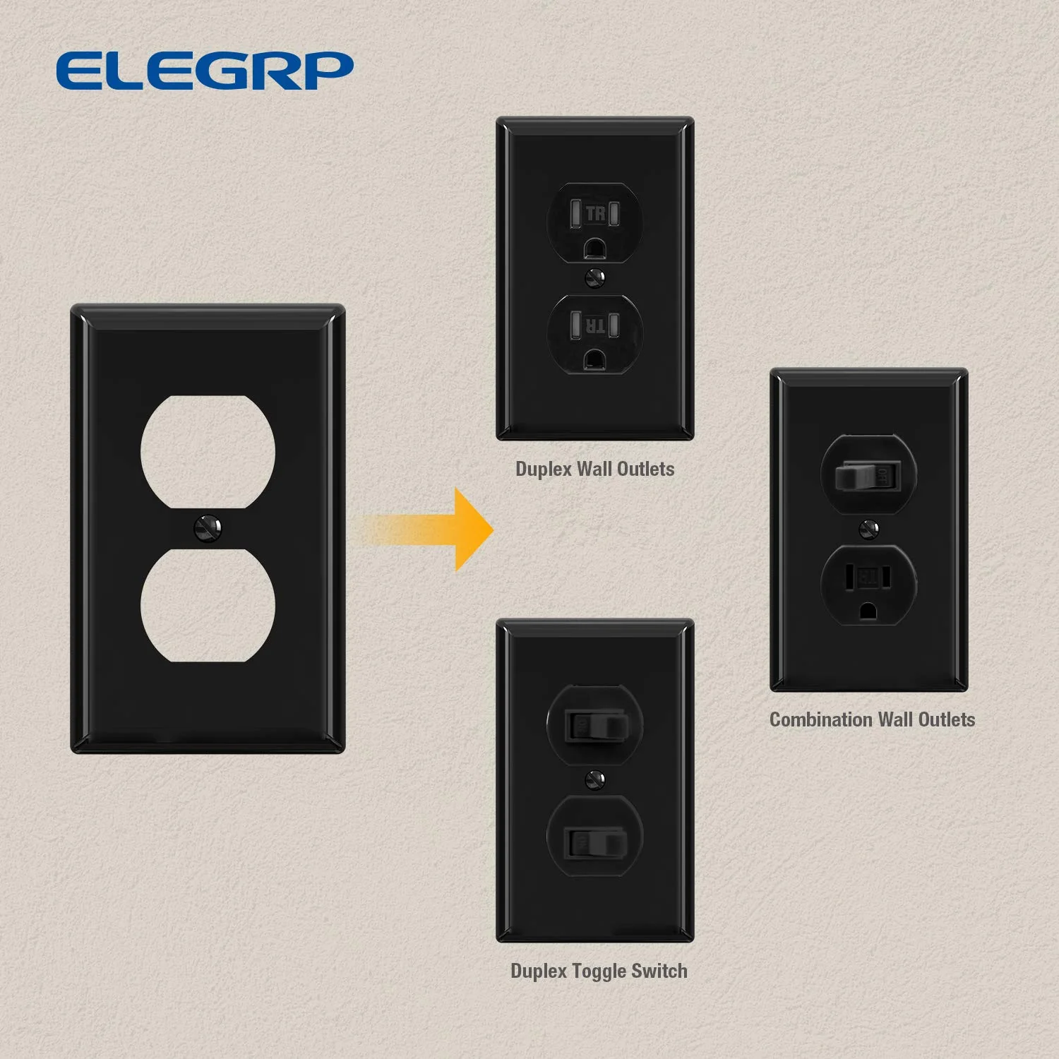 ELEGRP Duplex Receptacle Wall Plate, 1-Gang, Unbreakable Polycarbonate Outlet Cover, UL Listed, Screwless Design (5 Pack) - Image 3