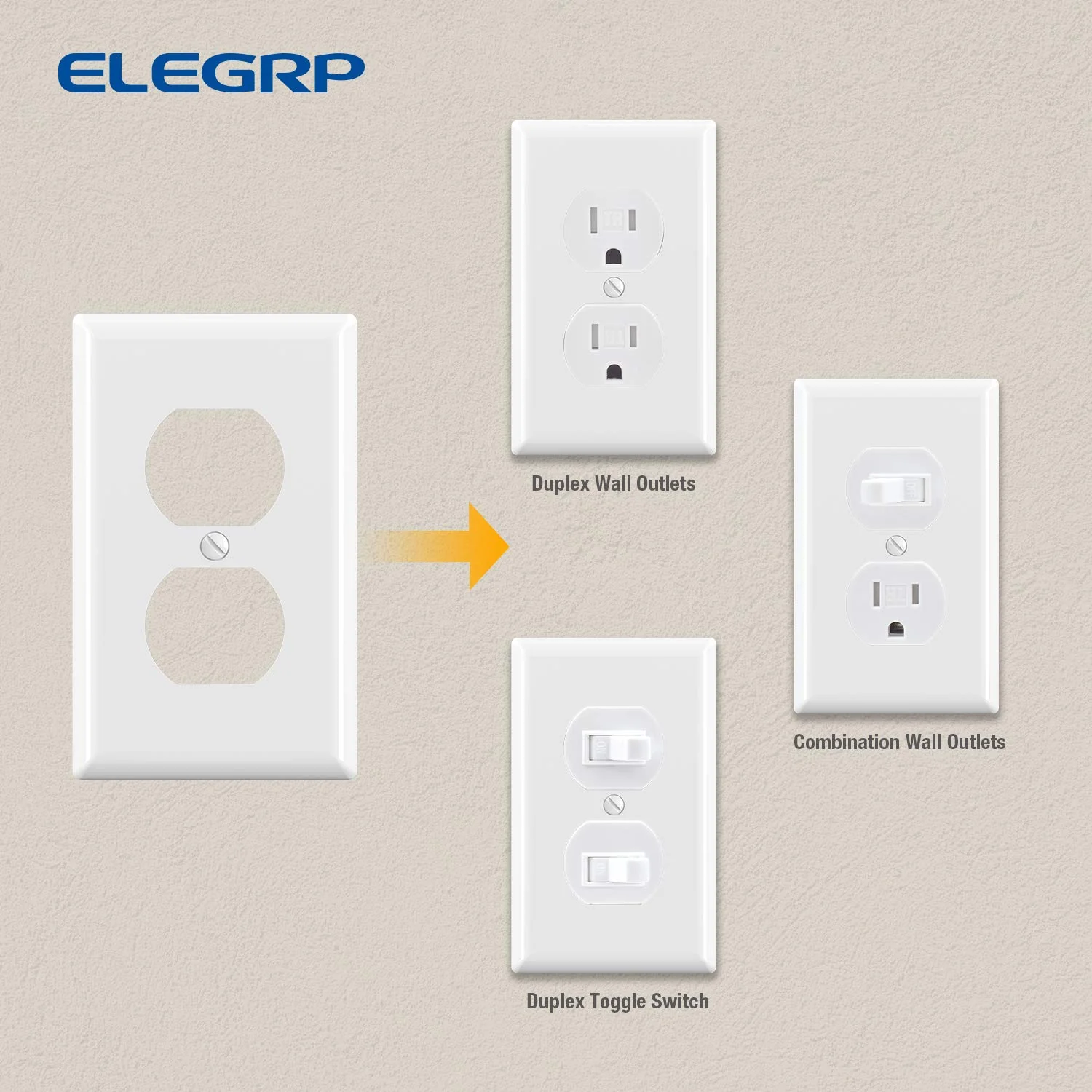 ELEGRP Duplex Receptacle Wall Plate, 1-Gang, Unbreakable Polycarbonate Outlet Cover, UL Listed, Screwless Design (5 Pack) - Image 6