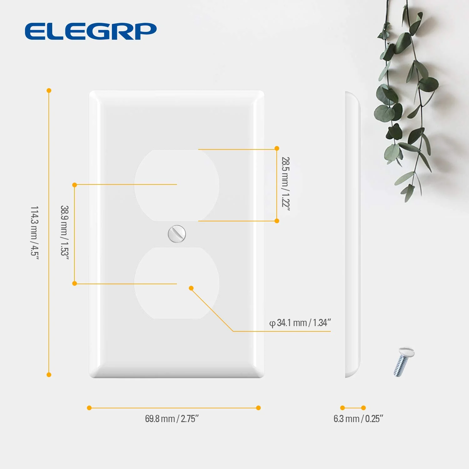 ELEGRP Duplex Receptacle Wall Plate, 1-Gang, Unbreakable Polycarbonate Outlet Cover, UL Listed, Screwless Design (5 Pack) - Image 7