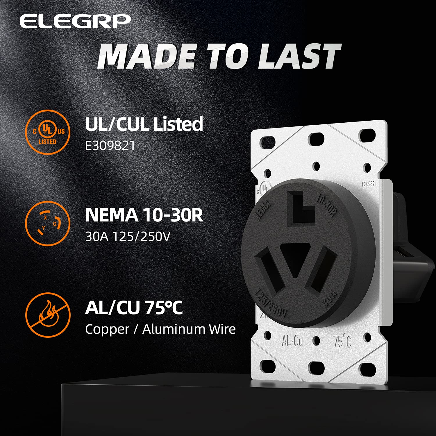 Flush Mount Power Receptacle & Plug Combo, 30A/50A 125-250V, NEMA 10-30R/P & 10-50R/P - Image 12