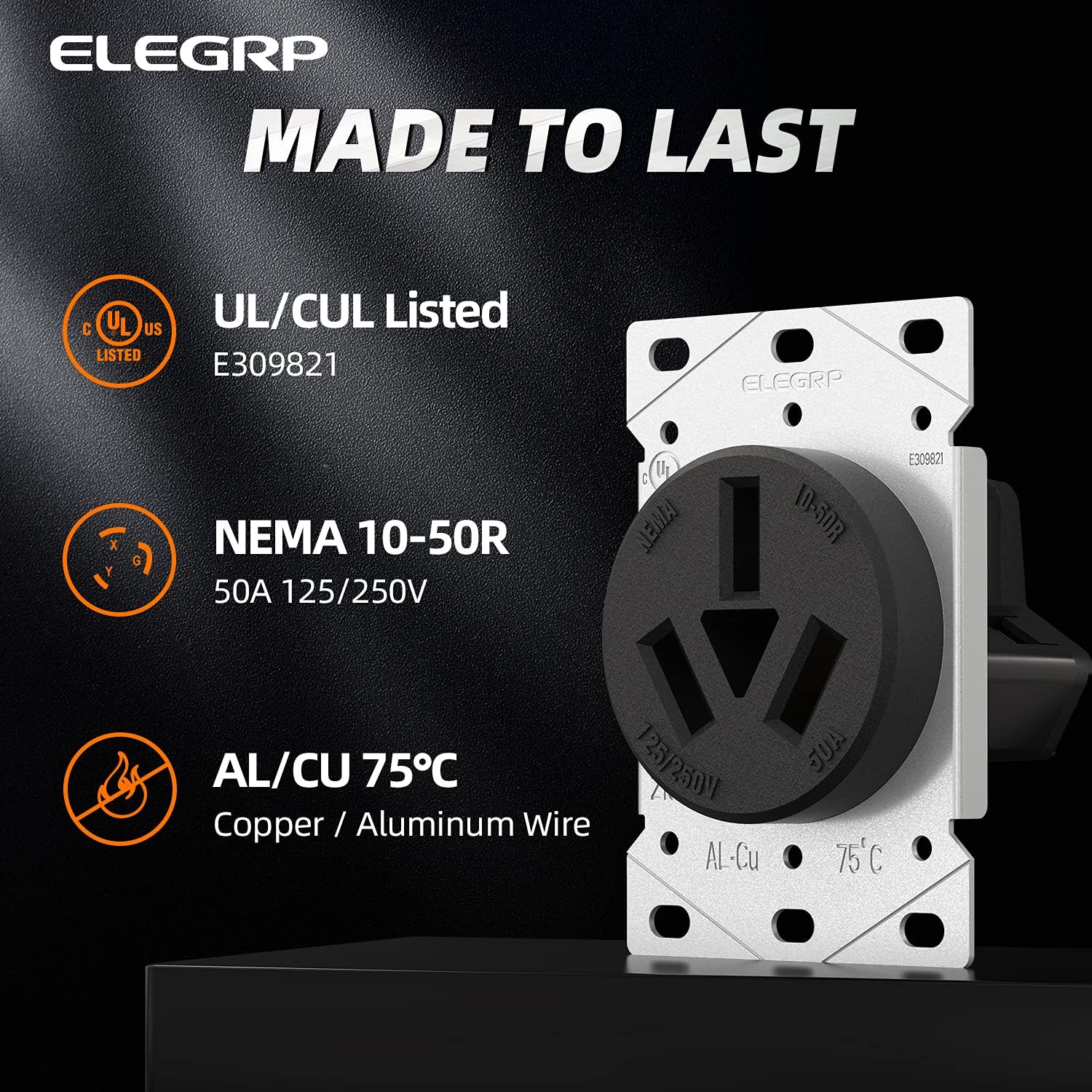 Flush Mount Power Receptacle & Plug Combo, 30A/50A 125-250V, NEMA 10-30R/P & 10-50R/P - Image 6