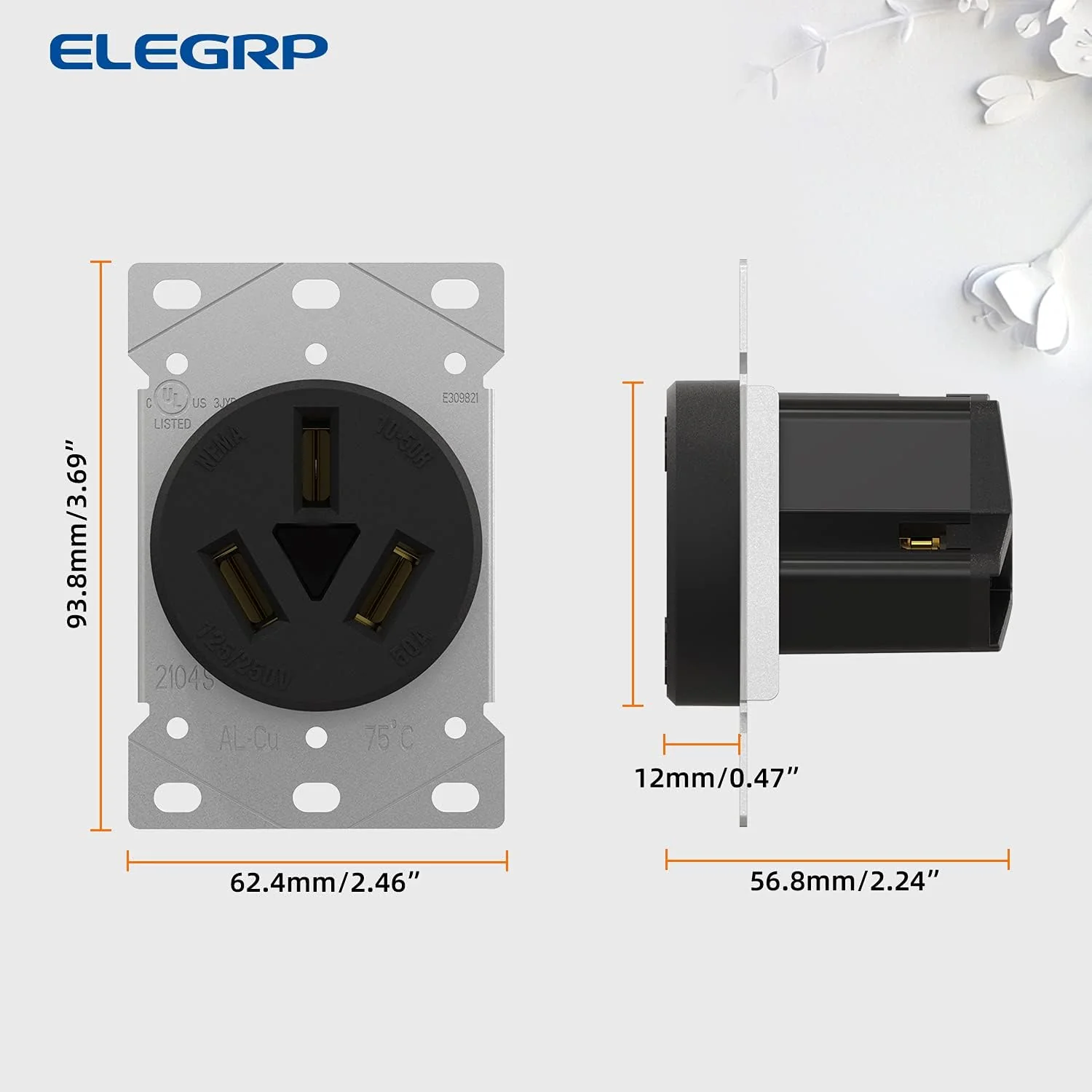 Flush Mount Power Receptacle & Plug Combo, 30A/50A 125-250V, NEMA 10-30R/P & 10-50R/P - Image 8