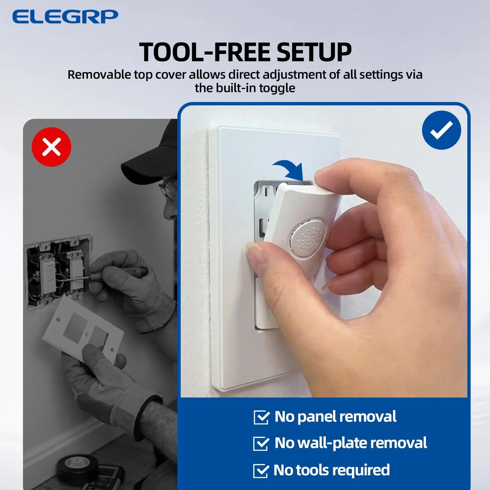 ELEGRP Humidity Sensor Switch for Exhaust Fan, Bathroom Moisture Control, Automate Ventilation, Air Circulation, Ground Wire Required, Single Pole, White - Image 5