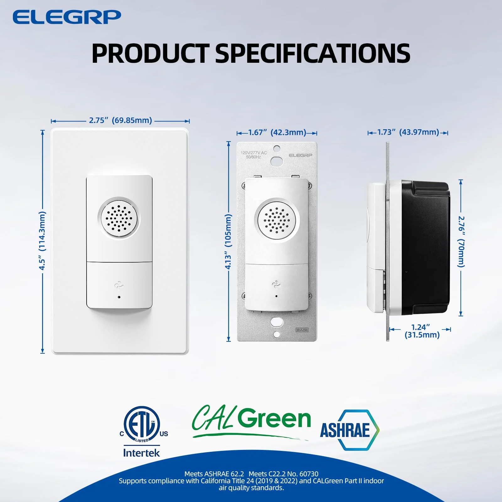 ELEGRP Humidity Sensor Switch for Exhaust Fan, Bathroom Moisture Control, Automate Ventilation, Air Circulation, Ground Wire Required, Single Pole, White - Image 7