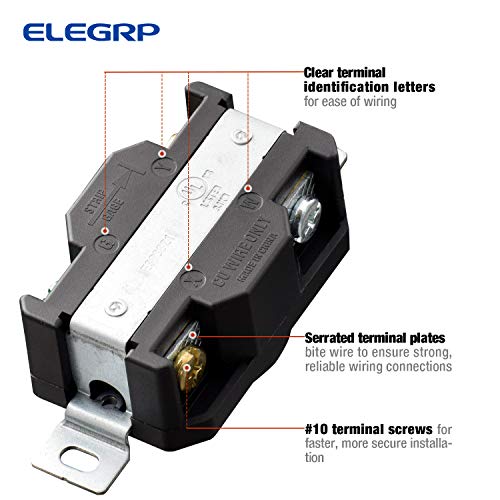 20A 125-250V, NEMA L14-20R Twist Lock Outlet, 3 Pole 4 Wire Grounding - Image 3