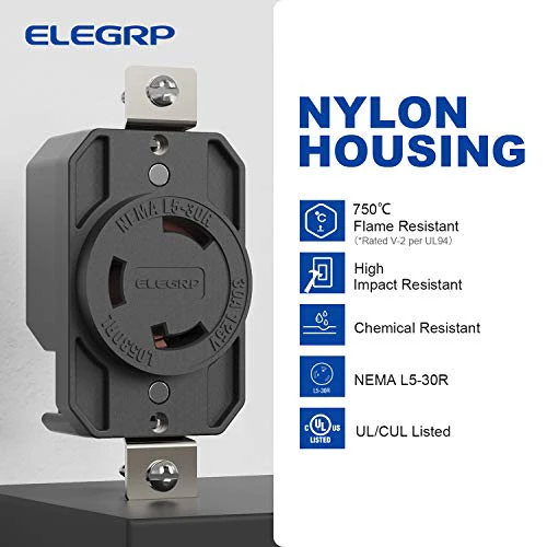 30A 250V, NEMA L5-30R Twist Lock Outlet, 3 Pole 4 Wire Grounding - Image 5