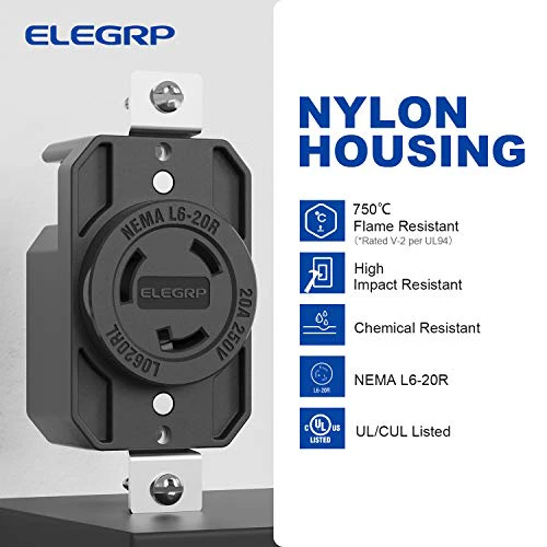 20A 125V, NEMA L6-20R Twist Lock Outlet, 3 Pole 4 Wire Grounding - Image 5