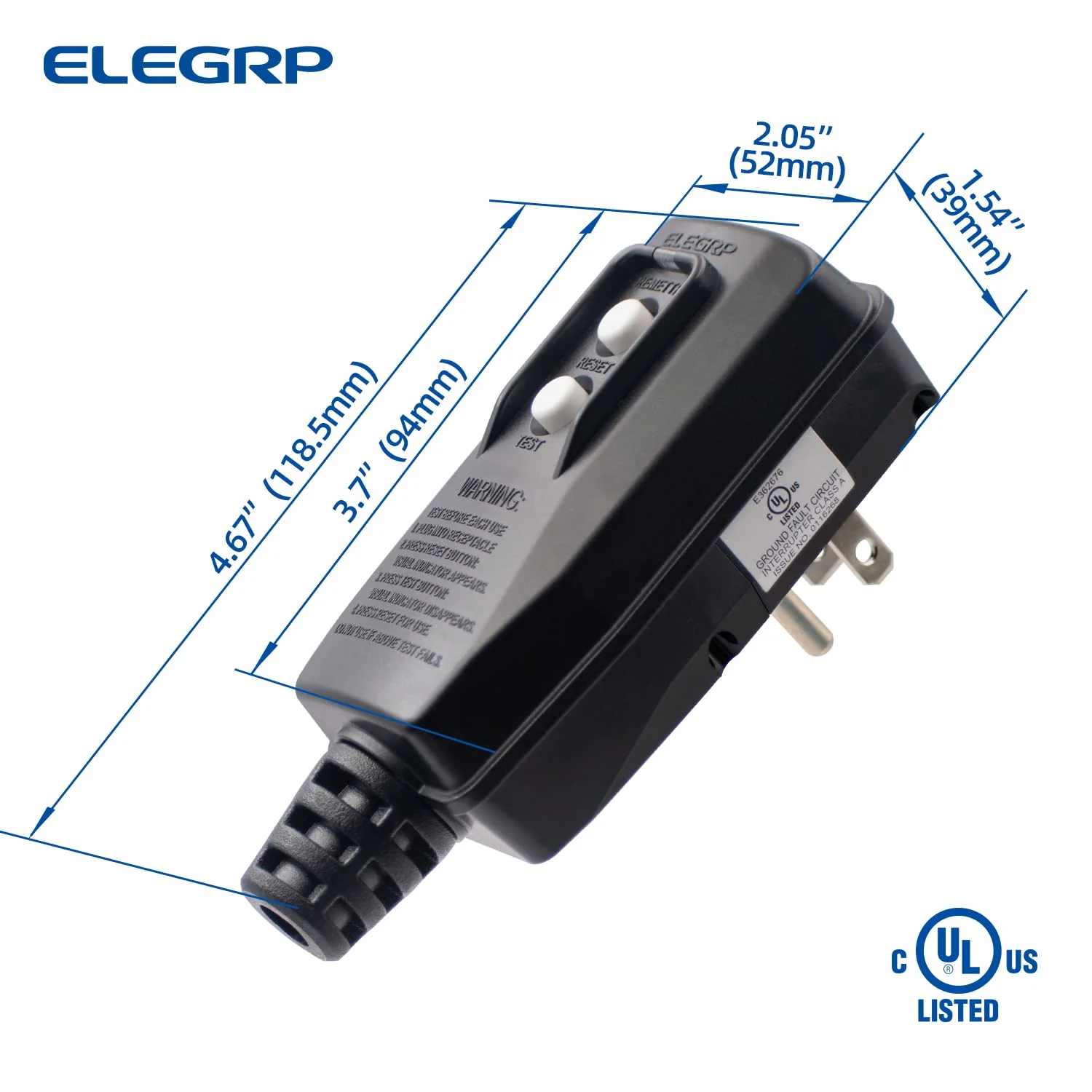 Portable Plug-in GFCI Replacement Plug, 15A 125V, 5-15P 3-Prong Grounding - Image 7
