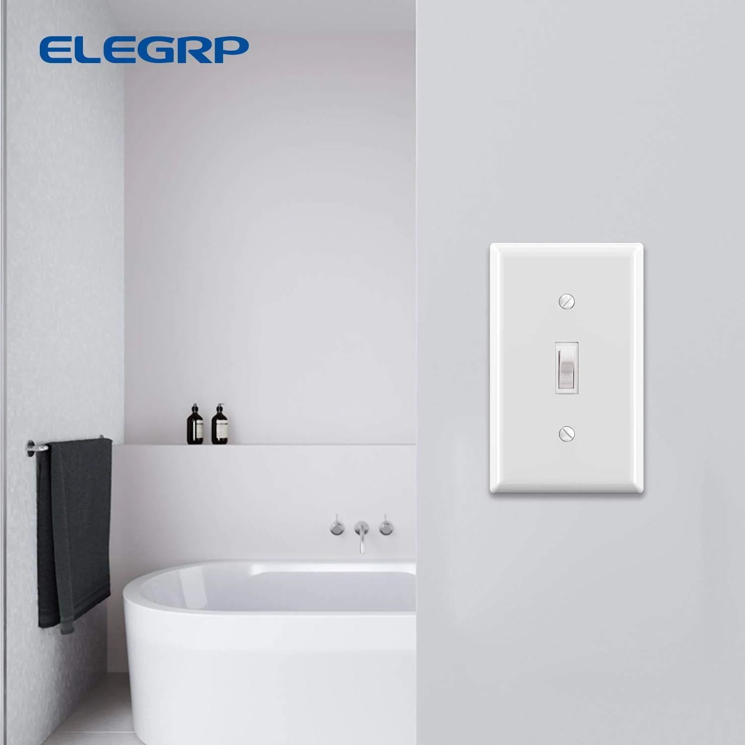 ELEGRP Toggle Light Switch Wall Plate, 1-Gang & 2-Gang Standard Size, Unbreakable Thermoplastic Covers, 5 Pack, Black/White - Image 13