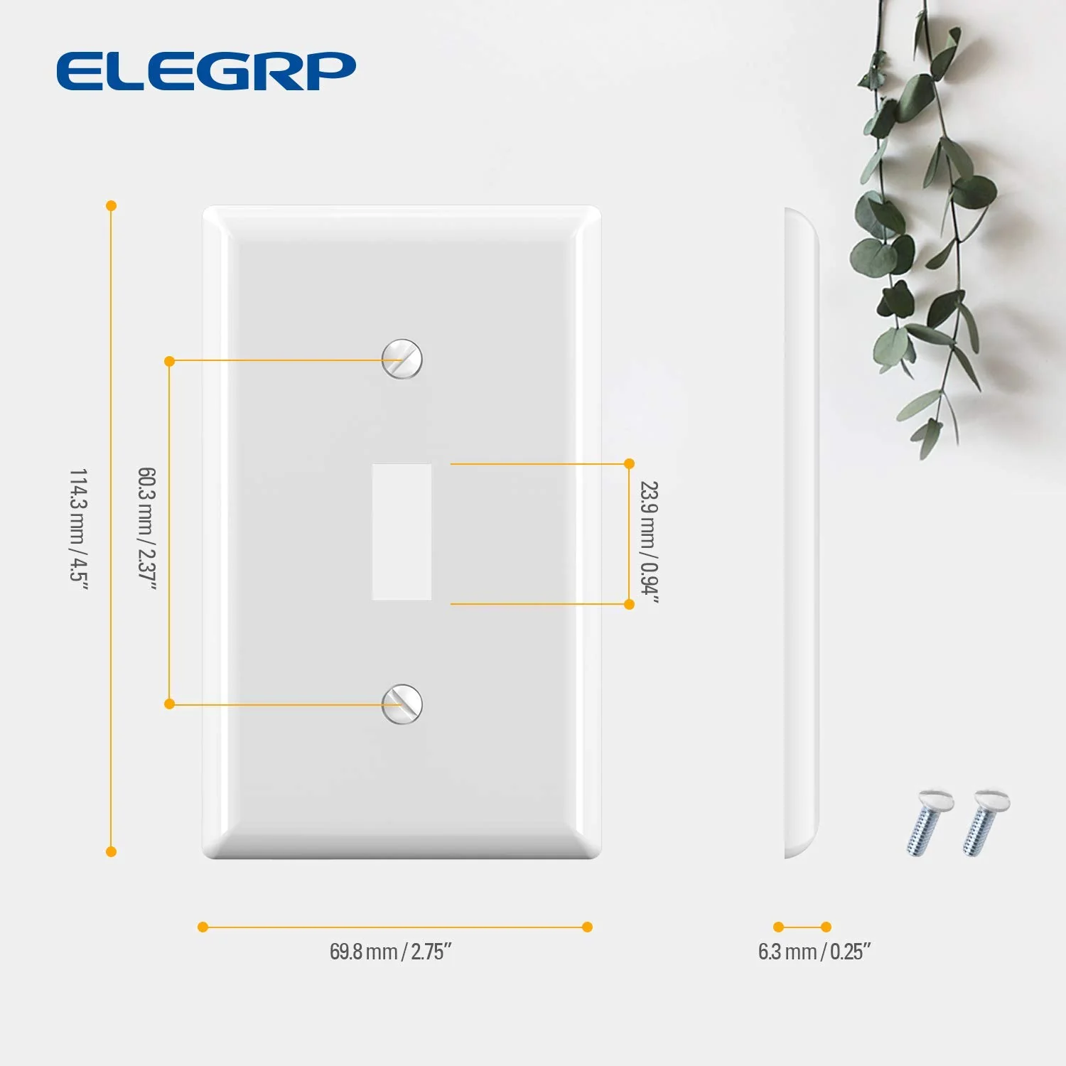 ELEGRP Toggle Light Switch Wall Plate, 1-Gang & 2-Gang Standard Size, Unbreakable Thermoplastic Covers, 5 Pack, Black/White - Image 16