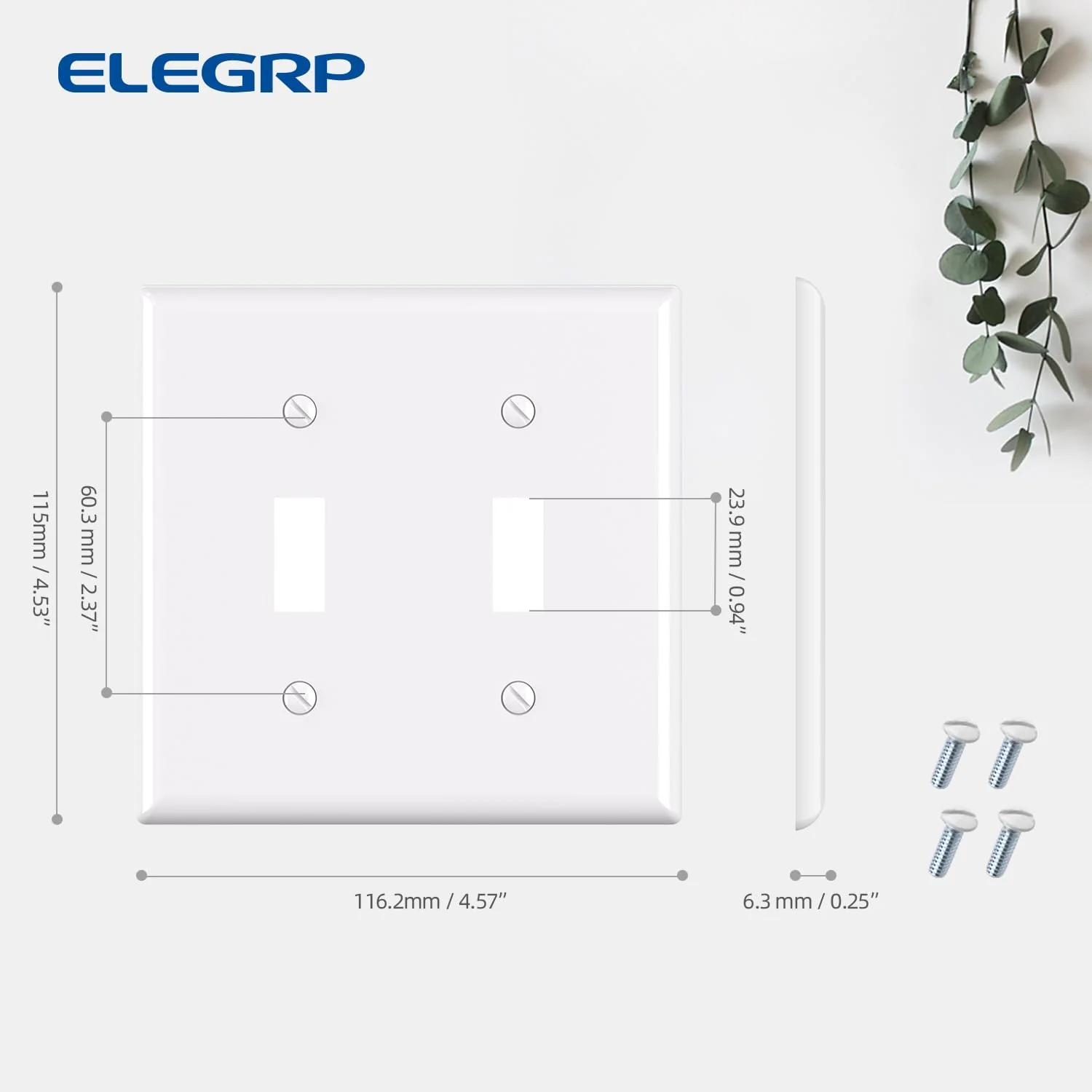 ELEGRP Toggle Light Switch Wall Plate, 1-Gang & 2-Gang Standard Size, Unbreakable Thermoplastic Covers, 5 Pack, Black/White - Image 17