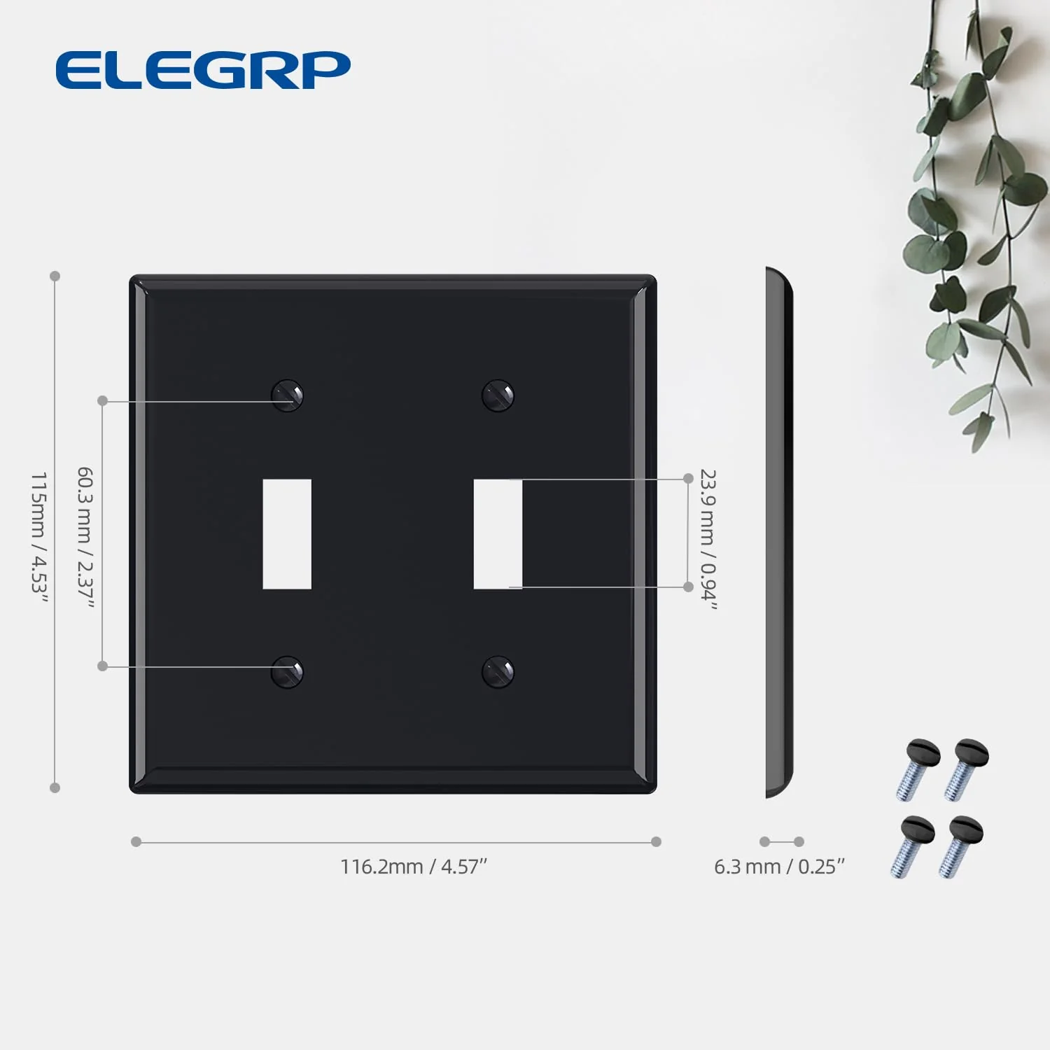 ELEGRP Toggle Light Switch Wall Plate, 1-Gang & 2-Gang Standard Size, Unbreakable Thermoplastic Covers, 5 Pack, Black/White - Image 20