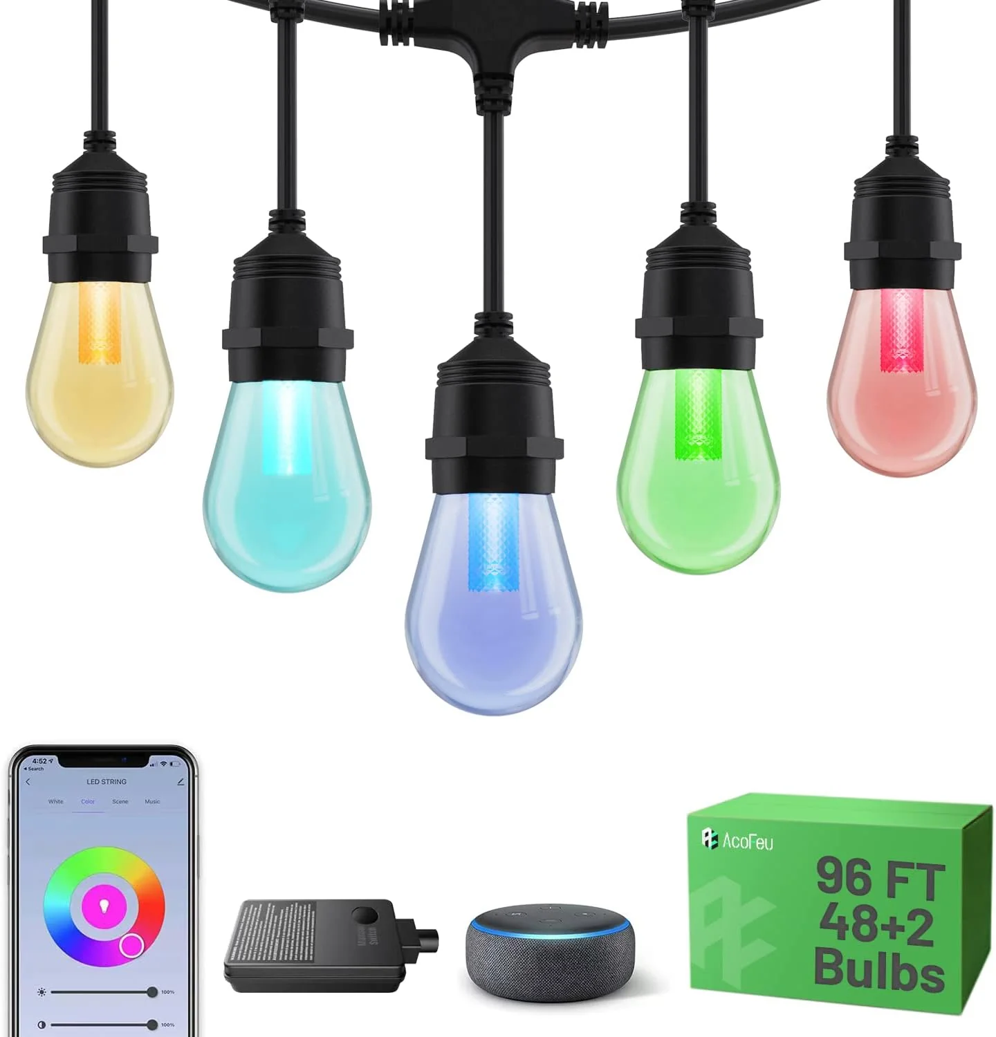 Outdoor Wi-Fi Smart Dimmer Plug and Smart String Dimmable Lights Combo - Image 4