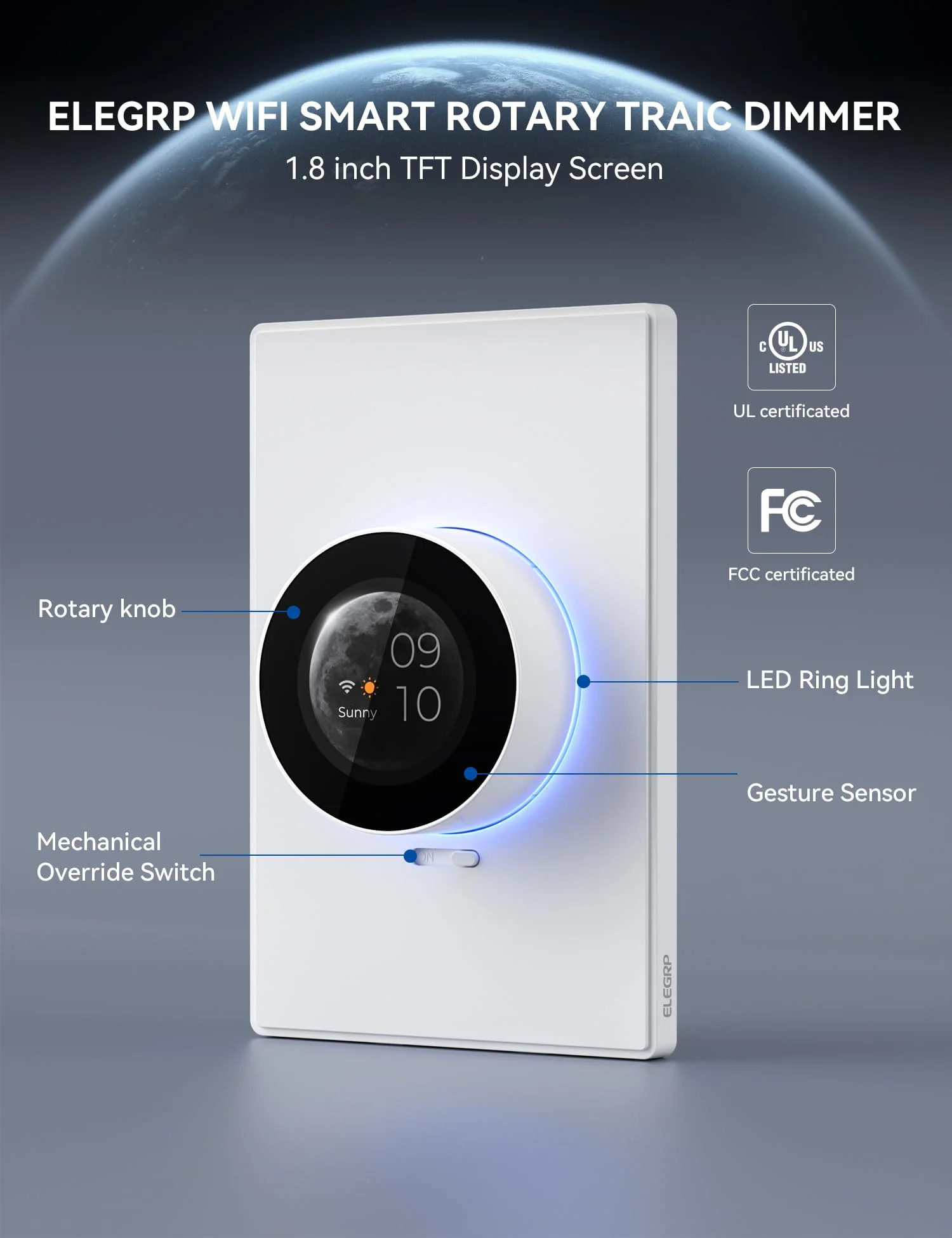 Wi-Fi Smart Rotary Dimmer Switch with Digital Display - Image 5