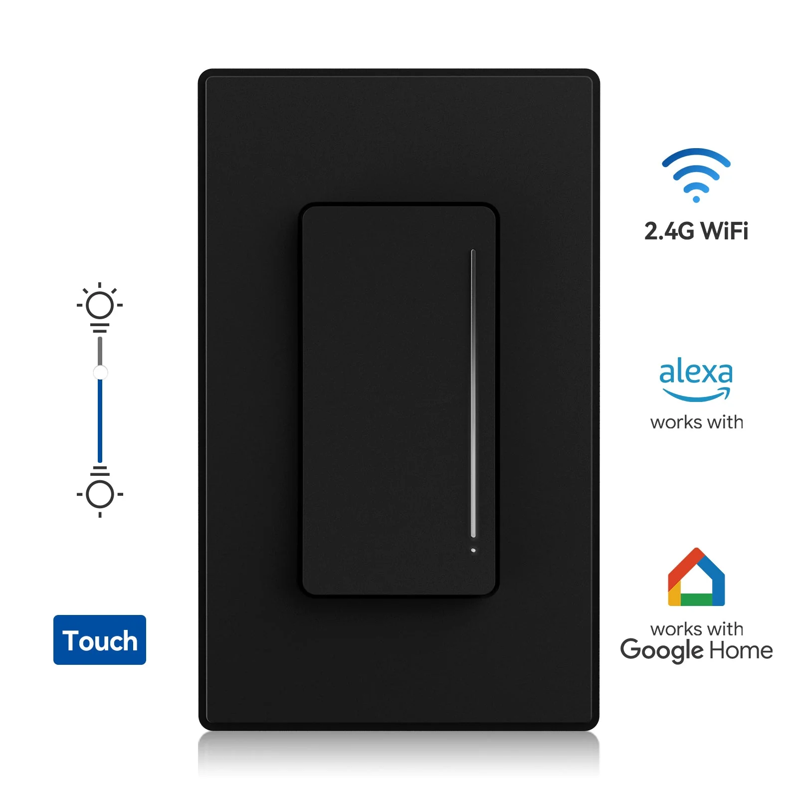 Wi-Fi Smart Touch Dimmer Switch with Hidden LED Indicator, Single Pole/3-Way - Image 2